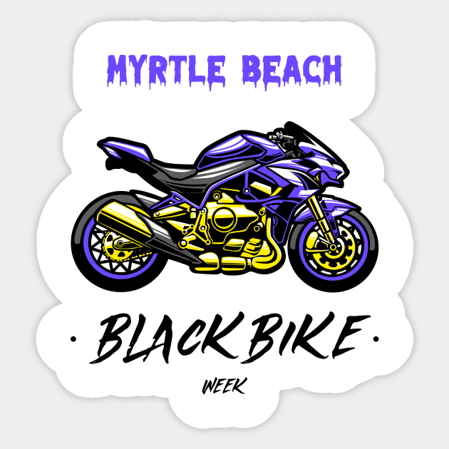 Black Bike Week Myrtle Beach Sticker by Tip Top Tee's